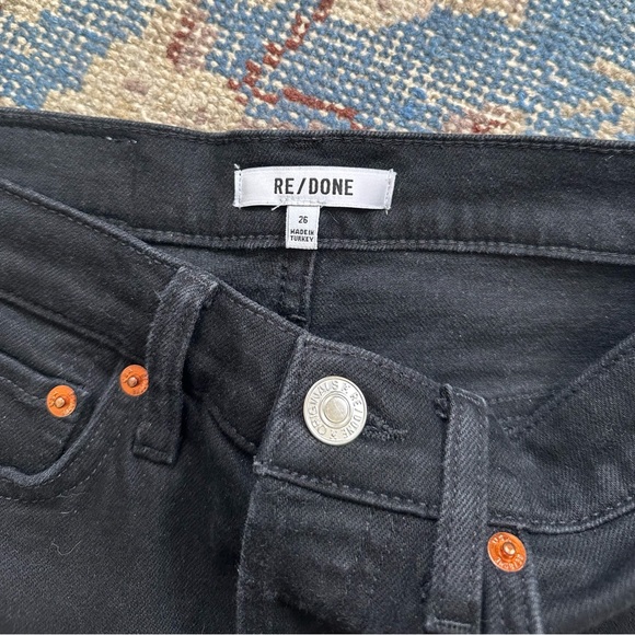 RE/DONE Comfort Stretch High Rise Ankle Crop Jeans in Black 26 - Picture 3 of 5